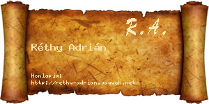 Réthy Adrián névjegykártya